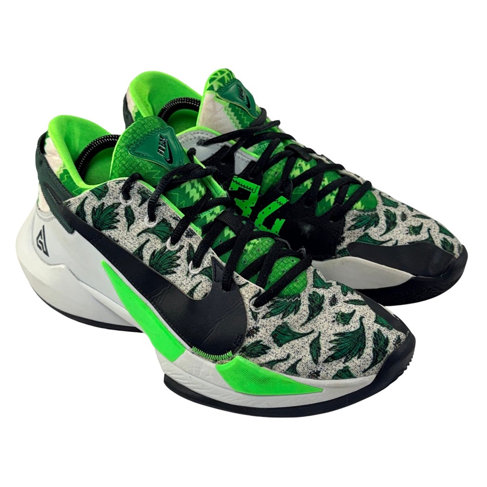 Nike Zoom Freak 2 Naija Basketball Shoe Mens 9.5 Green Black White Giannis Court